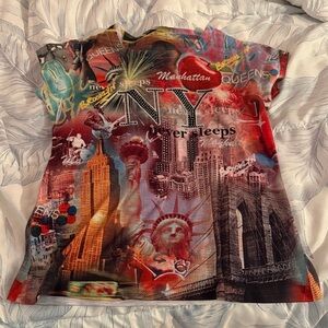 NYC Never Sleeps Kids Graphic Tee - Red Multi